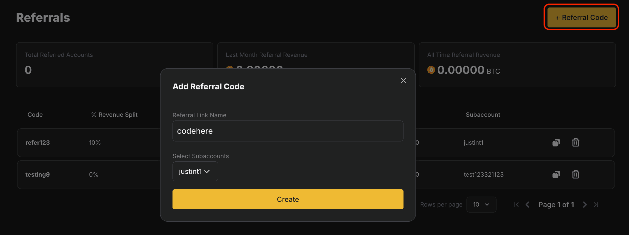 Add Referral Code Screen