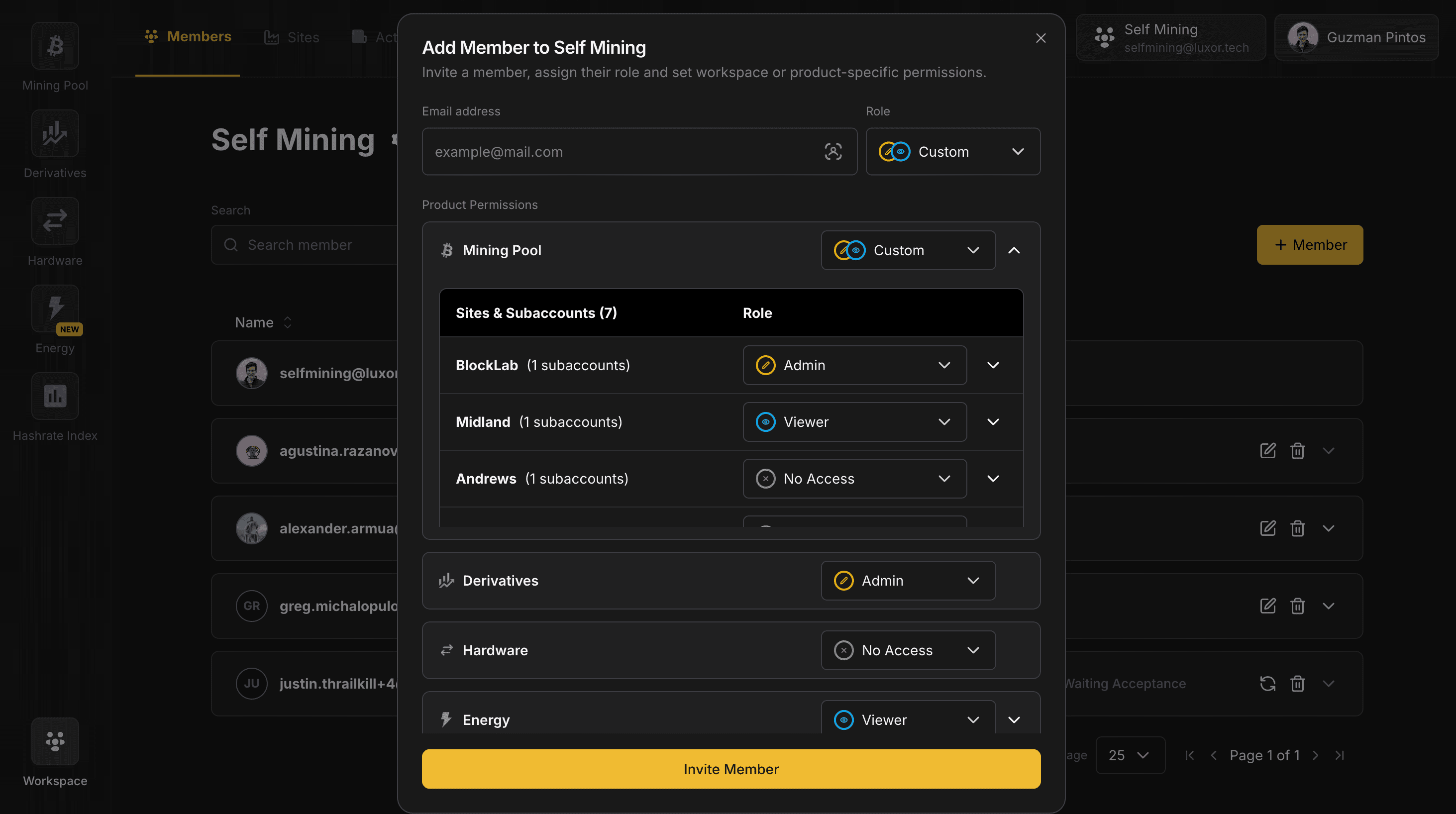 Workspaces Members Modal